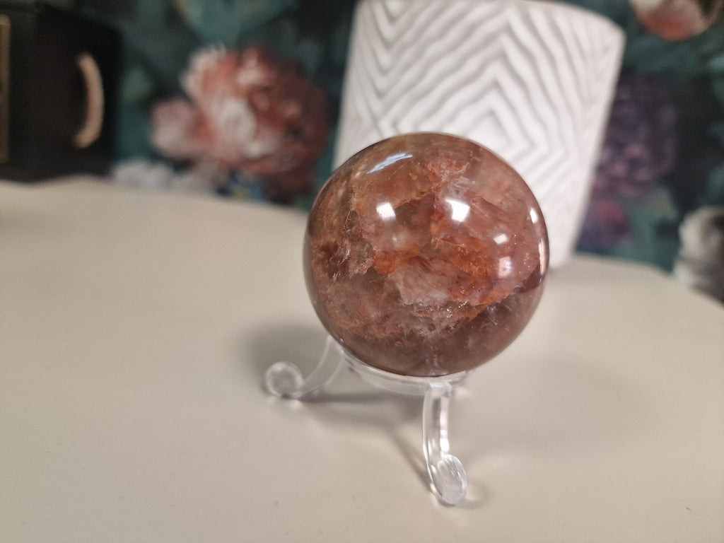 Hematoid fire quartz sphere