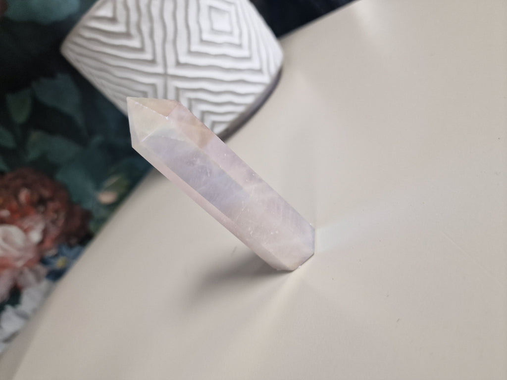 Rose aura quartz tower