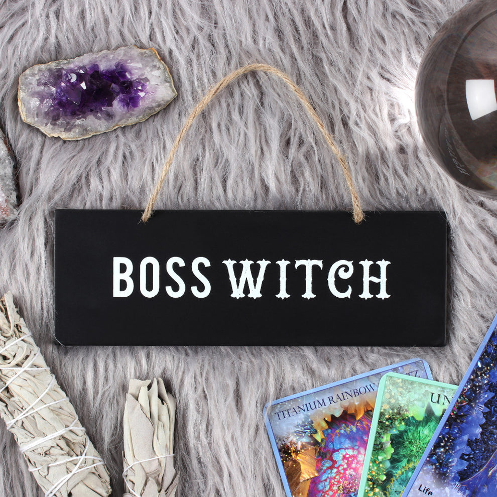 Boss witch hanging sign